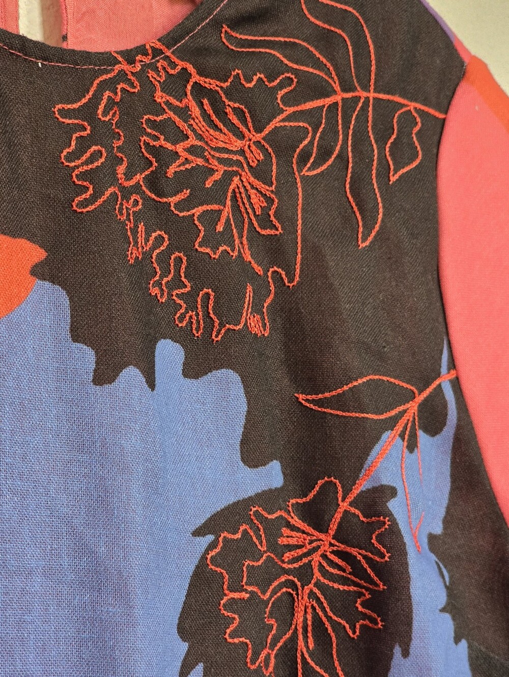 Geisha Designs Safari Art Linen Blend Tunic Dress Embroidered Pockets S - Picture 8 of 17